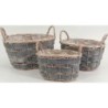 S/3 OVAL WILLOW AND WOOD CHIP HANDLE BASKET
