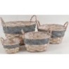 S/4 OVAL WILLOW AND WOOD CHIP HANDLE BASKET