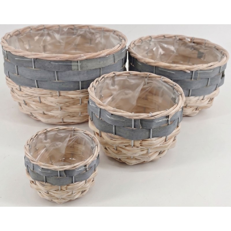 S/4 ROUND  WILLOW AND WOO CHIP BASKET