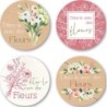 ETIQUETTES DITES LE AVEC DES FLEURS 4 MOTIFS D40MM BOITE DE 500