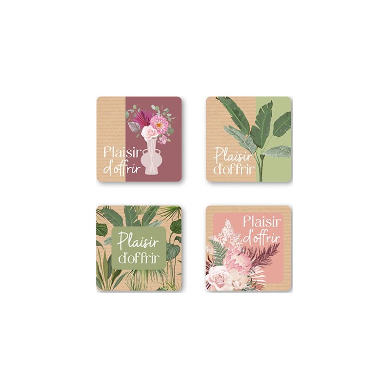 ETIQUETTES PLAISIR D'OFFRIR 4 MOTIFS D35MM BOITE DE 500