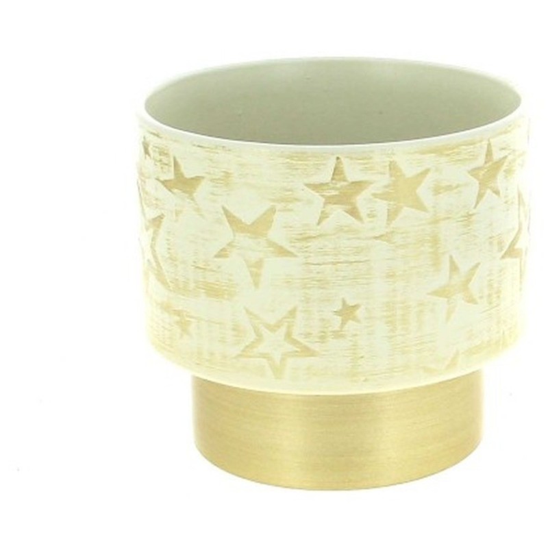 C.POT ETOILE ORCHID12 BLANC MOTIF OR D13.5 H12.5CM