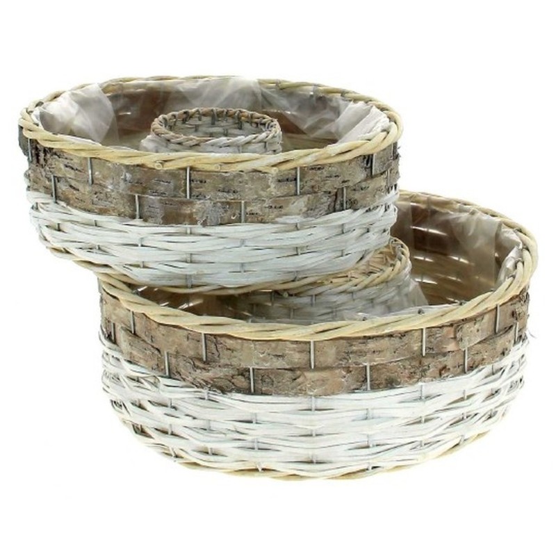 VANNERIE COURONNE S/2 GRIS/BLANC S:D30H10 L:D35H12