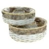 VANNERIE COURONNE S/2 GRIS/BLANC S:D30H10 L:D35H12