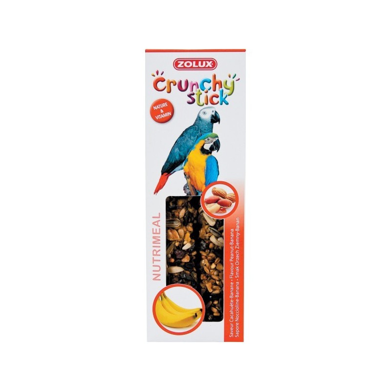 CRUNCHY STICK PERROQUETS BANANE/CACAHU 115GR*** Zolux