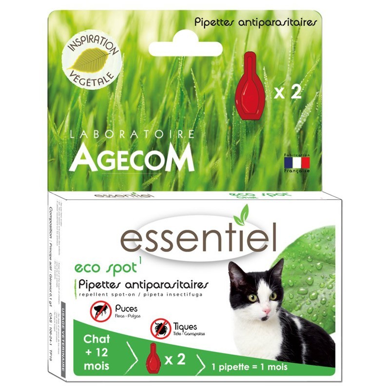 PIPETTE ANTIPARASITAIRE N°1 CHAT X2* AGECOM