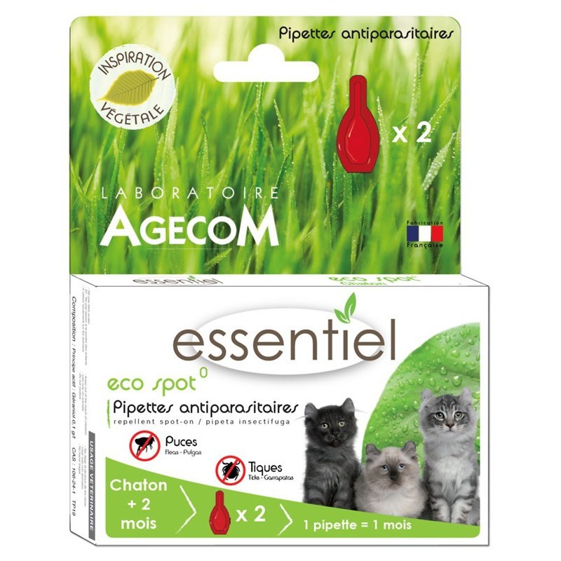 PIPETTE ANTIPARASITAIRE N°0 CHATON X2** AGECOM