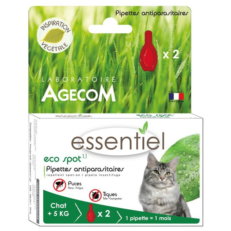 PIPETTE ANTIPARASITAIRE N°1.1 GRAND CHAT X2** AGECOM