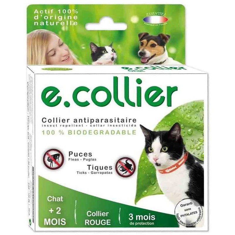COLLIER ANTIPARASITAIRE CHAT ROUGE 35CM** AGECOM