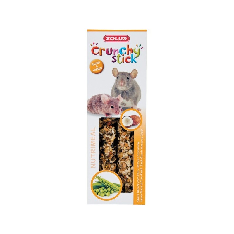 CRUNCHY STICK RAT-SOURIS NOIX COCO/POIS 115GR*** Zolux
