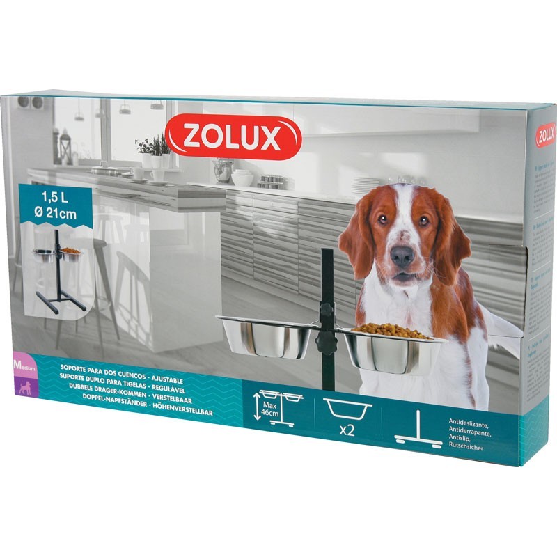 SUPPORT M REGLABLE+GAMELLE 2x1,5l** zolux