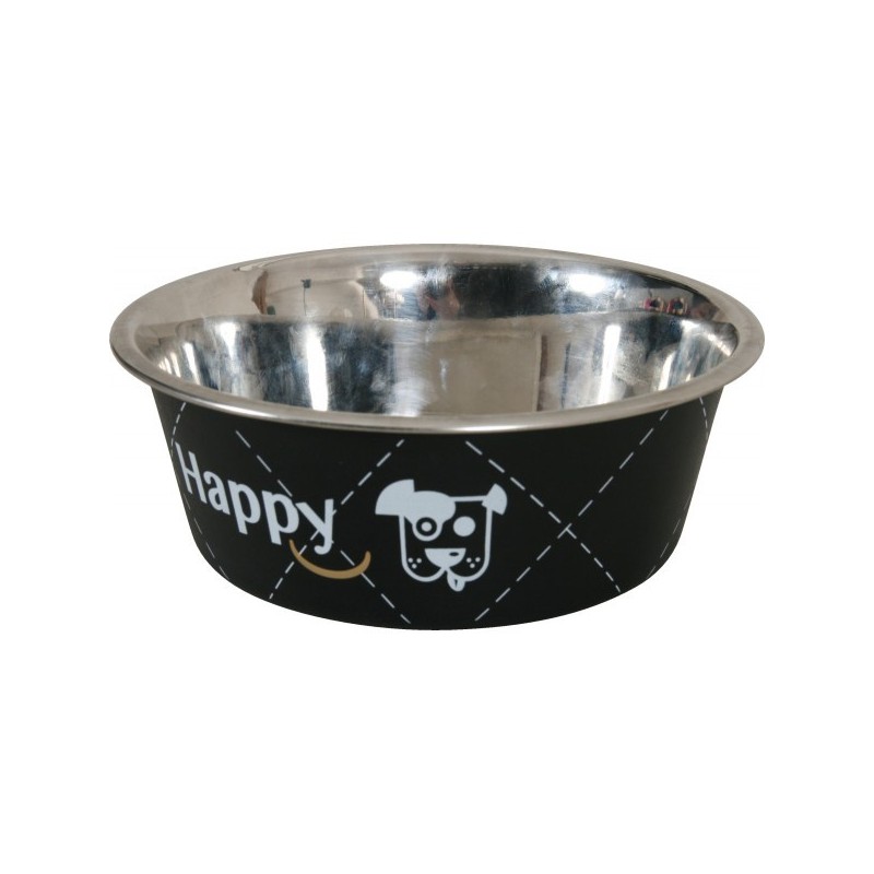 ECUELLE INOX HAPPY 17cm 0,8L NOIR** Zolux