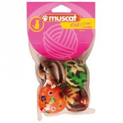 LOT DE 4 BALLES MOUSSE CHAT...