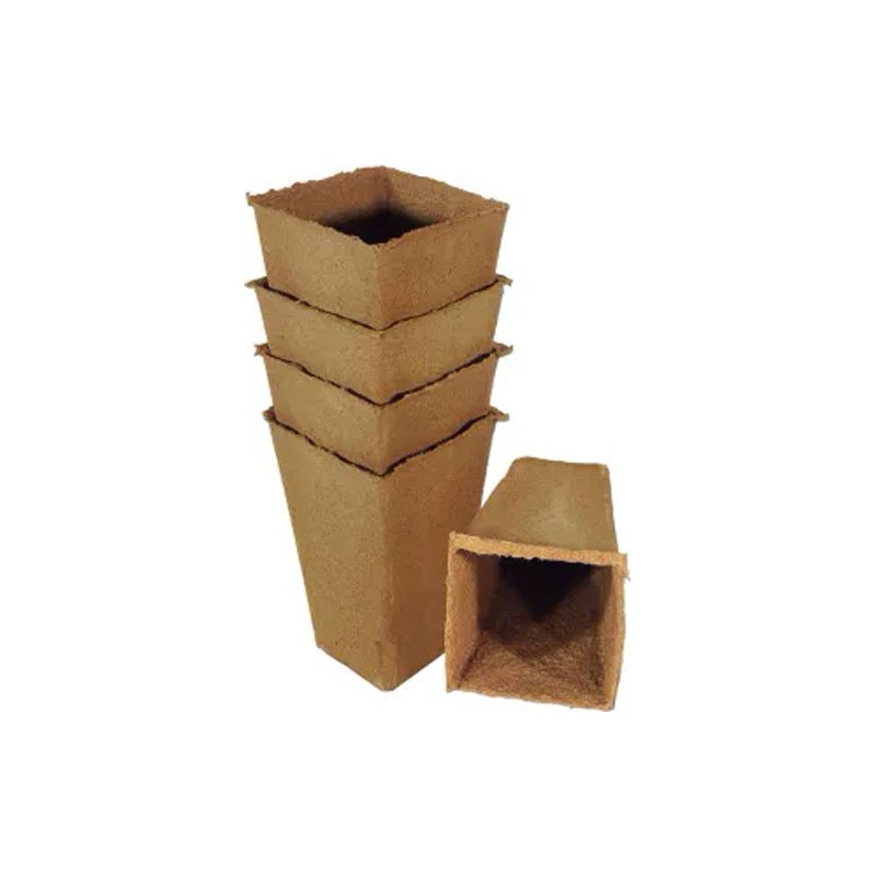 Pots en tourbe carrés - H18 x 10 x 10 cm - 5 x