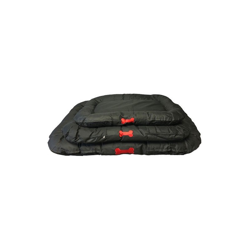 MATELAS OUTDOOR 80x50cm NOIR AVEC BRODERIE OS ROUGE