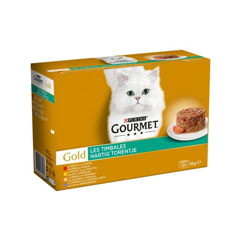 12 BOITE GOURMET Timbales avec Légumes  Boeuf-Tomate, Poulet-Carottes, Dinde-Epinards, Agneau-Haricots verts  (par 8 pcs )