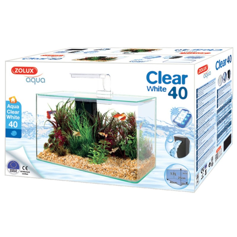 KIT AQUA CLEAR 40 BLANC EQUIPE 17L (40x20x33cm)** zolux
