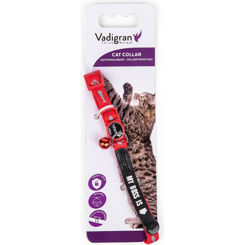 COLLIER CHAT MY BOSS POISSON ROUGE 20-30CM*10MM** VADI