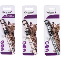 COLLIER CHAT ECOSSAIS BEIGE 20-30CM*10MM** VADI