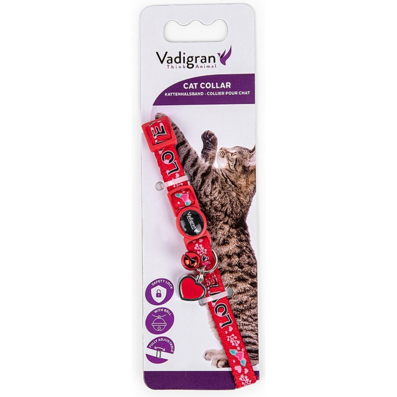 COLLIER CHAT CHARM ROUGE 20-30CM*10MM** VADI