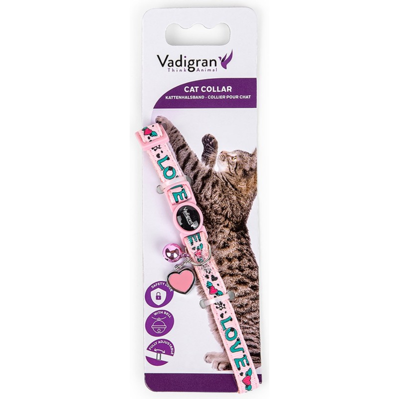 COLLIER CHAT CHARM ROSE 20-30CM*10MM** VADI