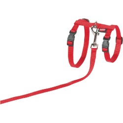 HARNAIS+LAISSE GRAND CHAT ROUGE 34-57CM+120CM** VADI