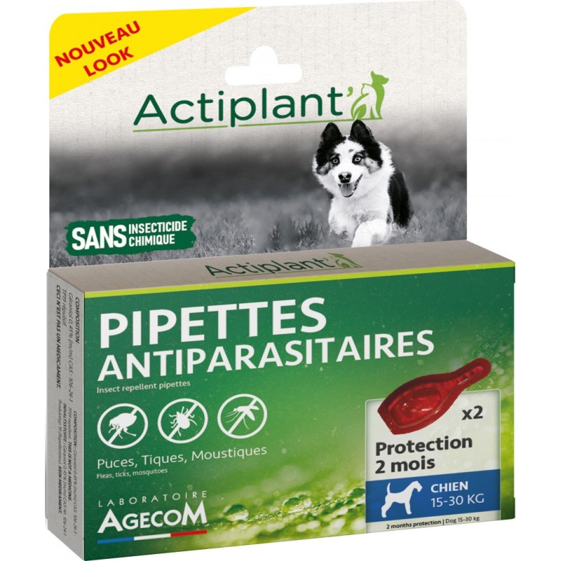 PIPETTE ANTIPARASITAIRE N°4 CHIEN MOYEN X2** AGECOM