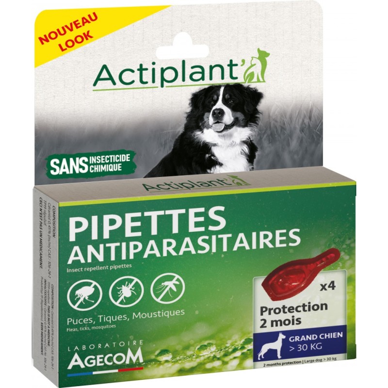 PIPETTE ANTIPARASITAIRE N°5 GRAND CHIEN X4** AGECOM