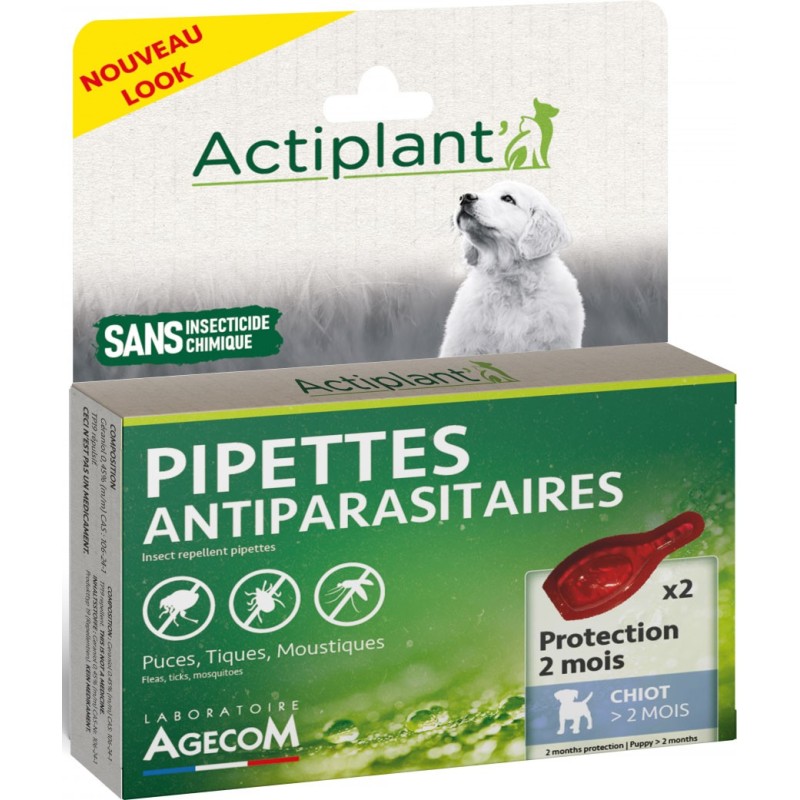 PIPETTE ANTIPARASITAIRE N°2 CHIOT X2** AGECOM