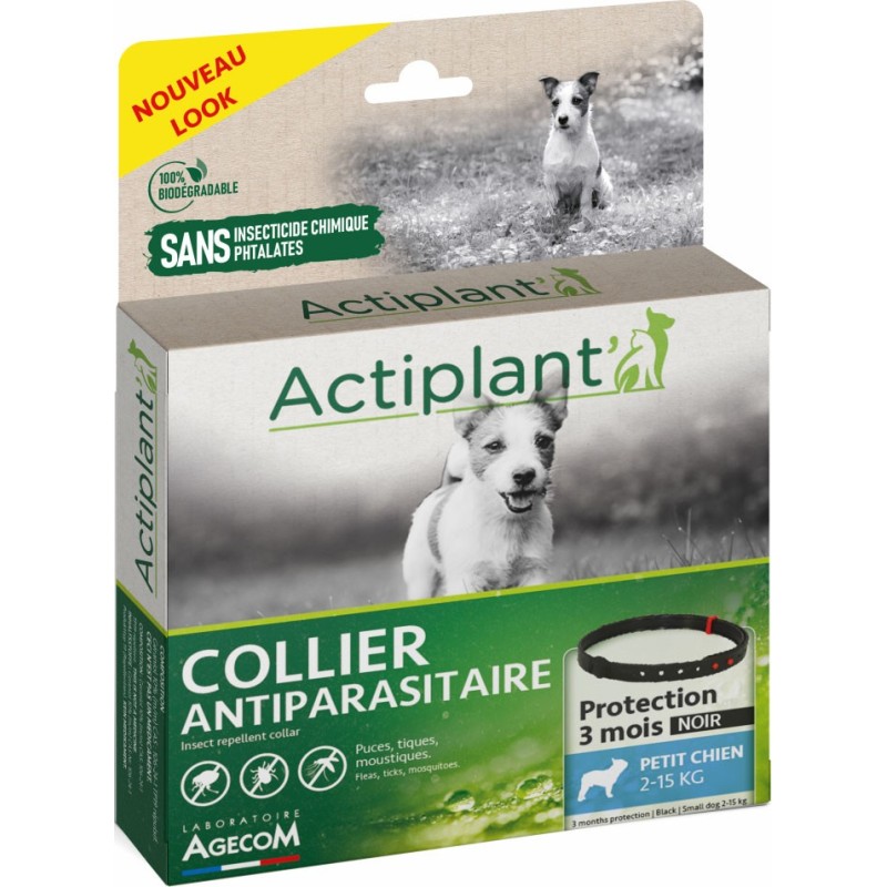 COLLIER ANTIPARASITAIRE PETIT CHIEN NOIR 41CM** AGECOM