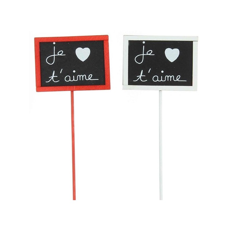 PIC ARDOISE JE T'AIME ASS 2 7.5x5.5 H30 CM