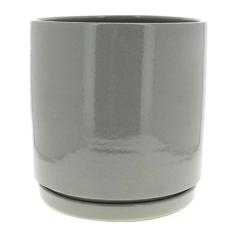 C.POT + SOUCOUPE gris clair D28 H27CM