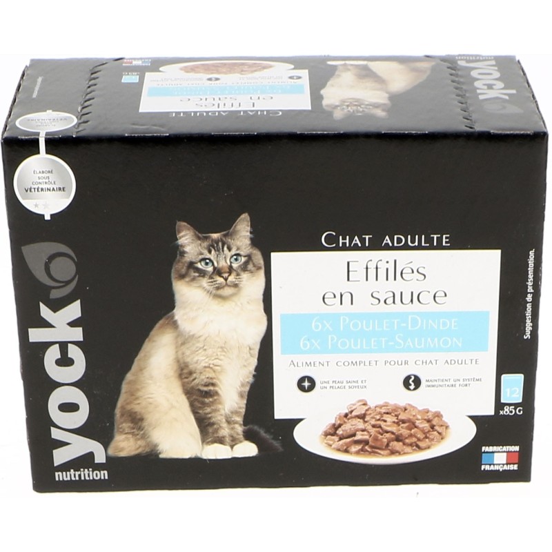 Yock Pochons Chats Adultes Saumon Poulet 12 x 100 g