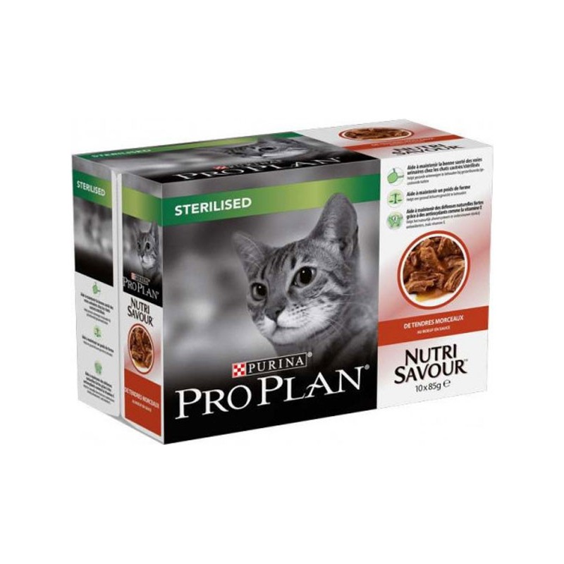 PROPLAN POCHON NUTRISAVOUR STERILISED BOEUF SAUCE(10 x 85gr)*