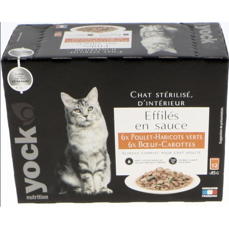 Yock Pochons Chats Stérilisés Poulet Boeuf 12 x 100 g