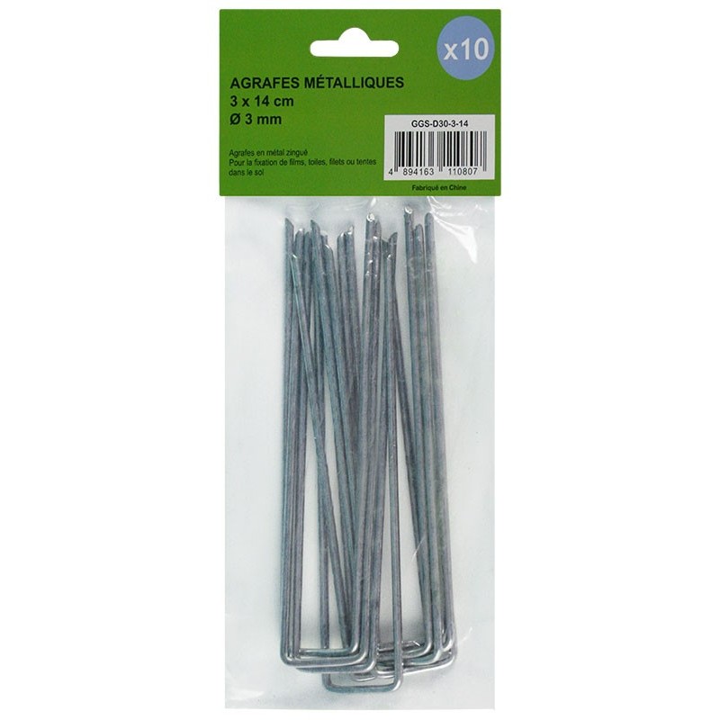 10 Agrafes métalliques Ø3 mm H14 x 3 cm