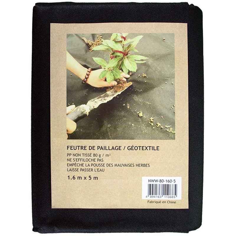 Feutre de paillage - non tissé - 1.6x5m - 80g/m²