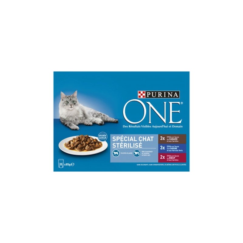 POCHON ONE STERILISED canard-sardine-boeuf (8X85gr)**12460375  ctn de 10