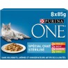 POCHON ONE STERILISED poulet-boeuf-saumon-dinde (8X85gr)**12454096  ctn de 6pcs