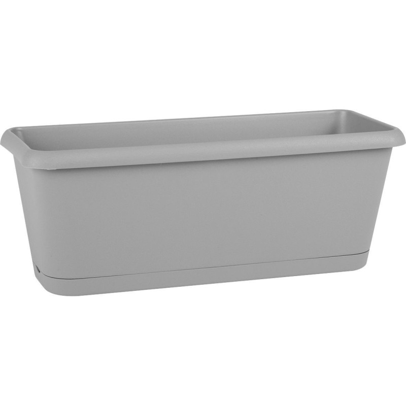 JARDINIERE CHORUS + PLATEAU CLIPSE 40 CM GRIS BETON