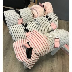 PLAID RAYURE 130x160cm GRIS...