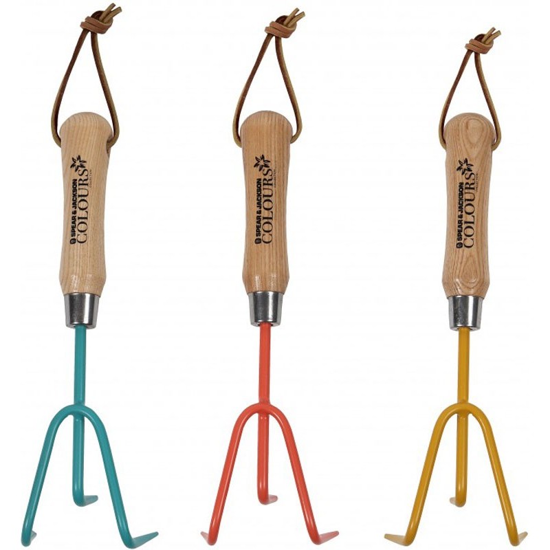 SJ GRIFFE A FLEURS 3 DENTS  MANCHE BOIS COULEUR