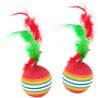 JOUET CHAT LOT DE 2 BALLES ARC EN CIEL 