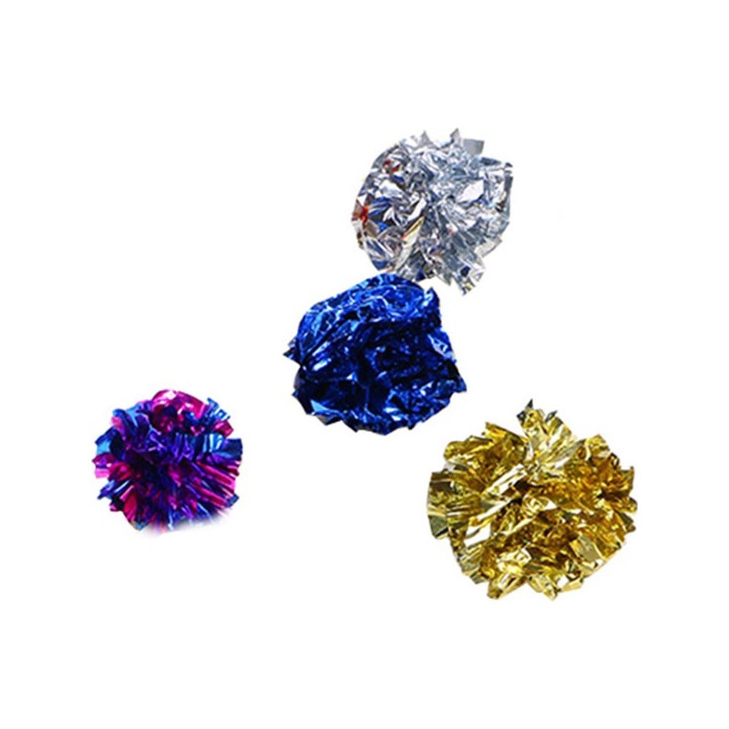 JOUET CHAT LOT DE 4 BALLES EN PAPIER CRISSANT